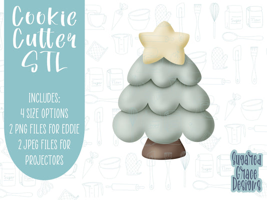 Christmas tree Cookie cutter STL file for 3D printing with png printable instant download for EDDIE edible ink printer, Xmas cookie cutter