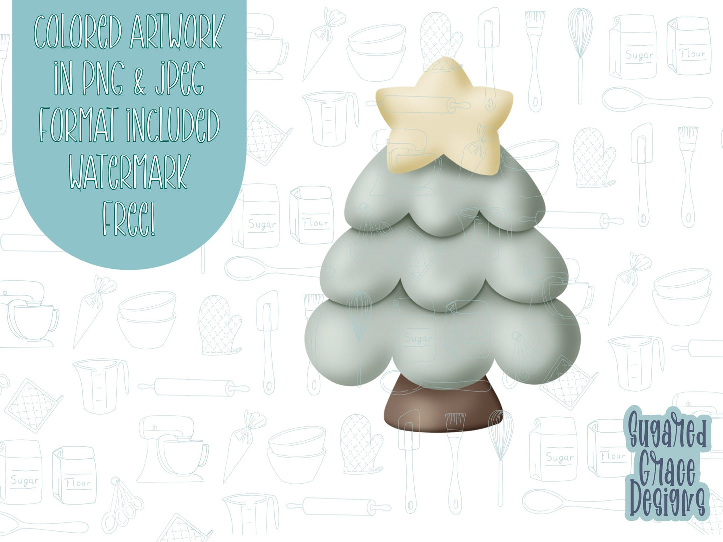 Christmas tree Cookie cutter STL file for 3D printing with png printable instant download for EDDIE edible ink printer, Xmas cookie cutter