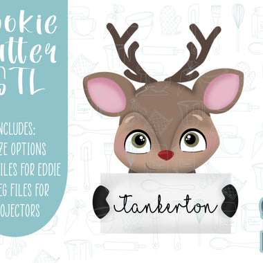 Reindeer place setting Cookie cutter STL file for 3D printing with png printable instant download for EDDIE edible ink printer, Christmas