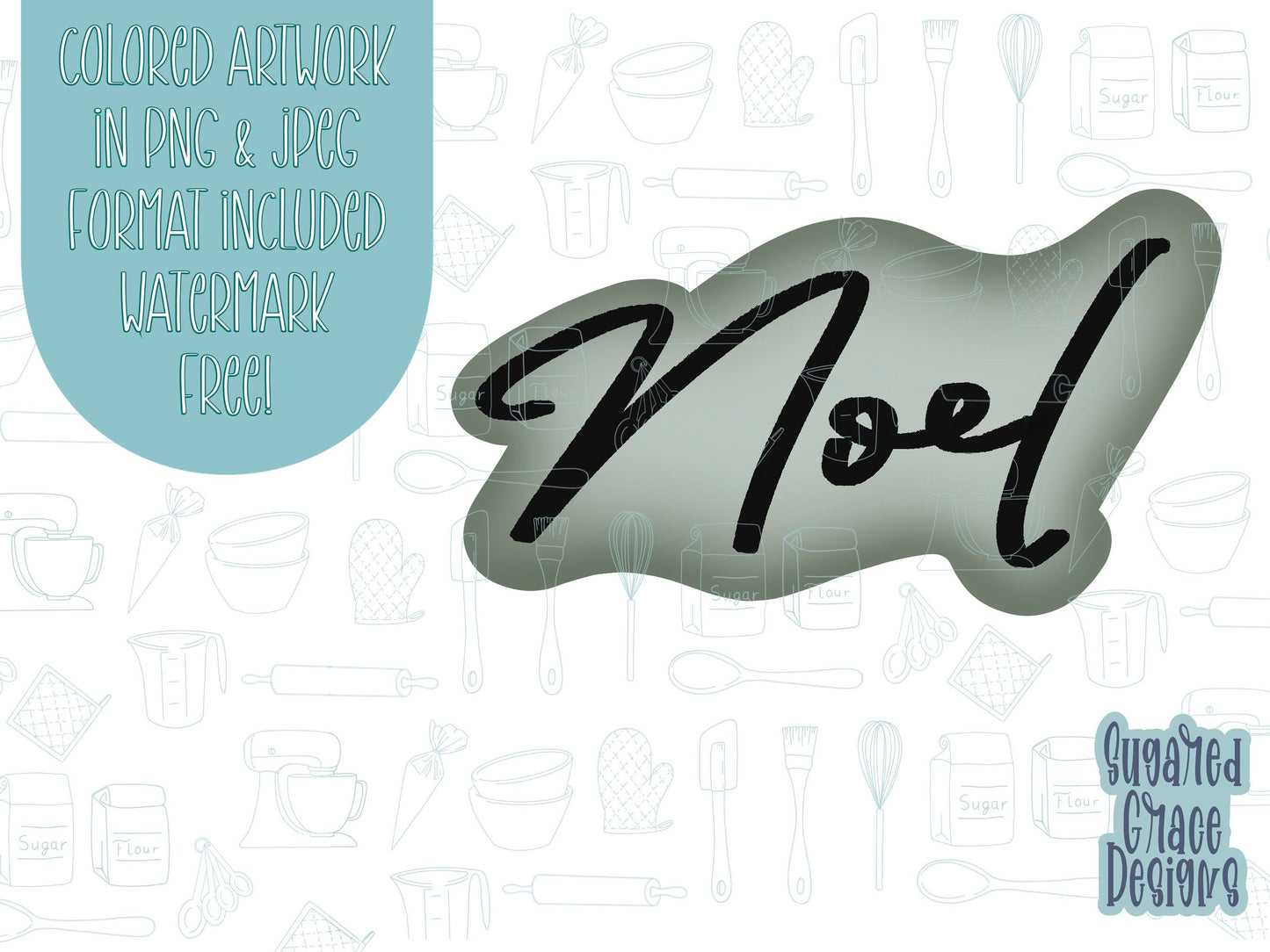 Lettered Noel Cookie cutter STL file for 3D printing with png printable instant download for EDDIE edible ink printer, Christmas cookie