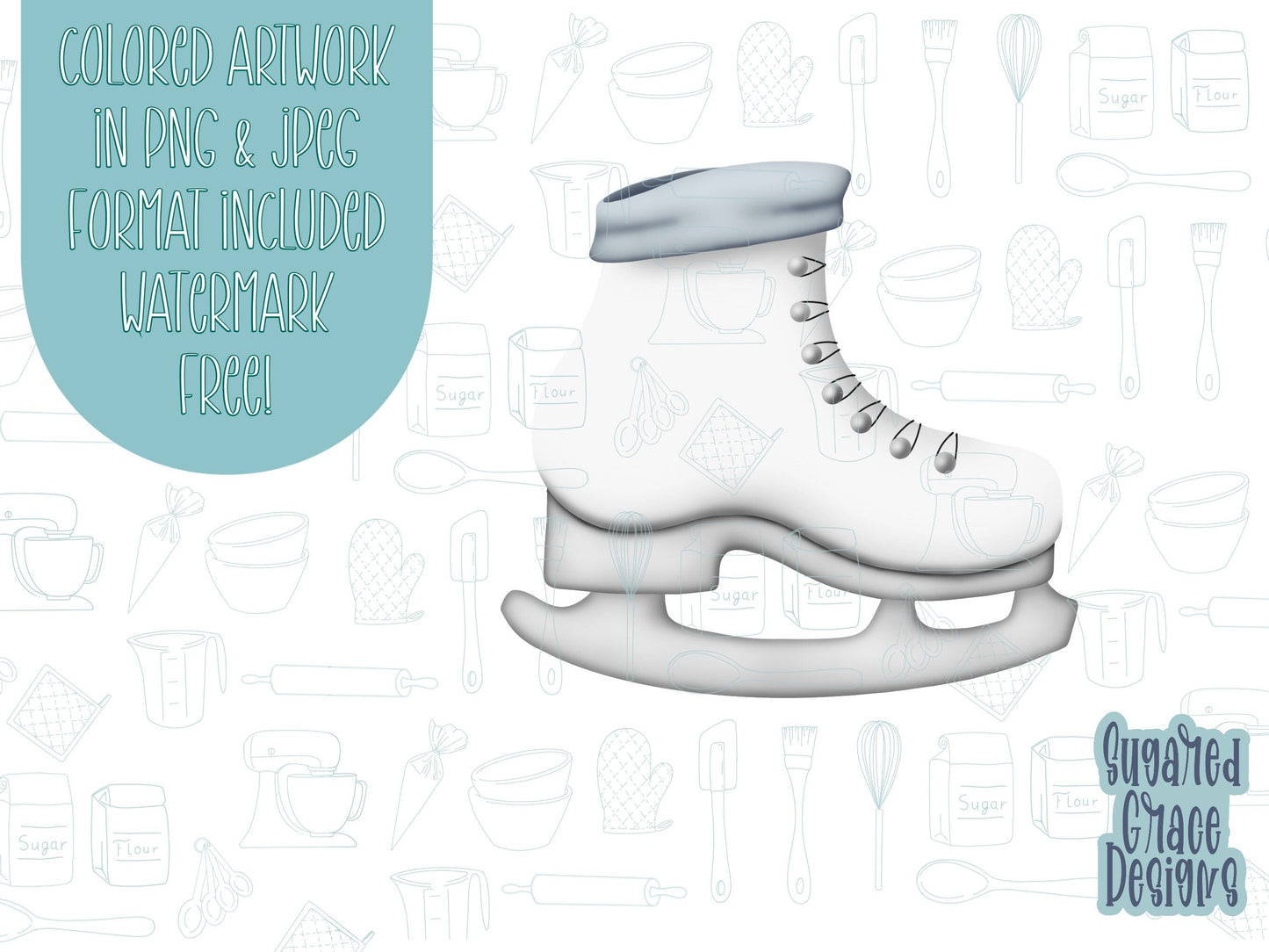 Ice skate Cookie cutter STL file for 3D printing with png printable instant download for EDDIE edible ink printer, Xmas cookie cutter stl