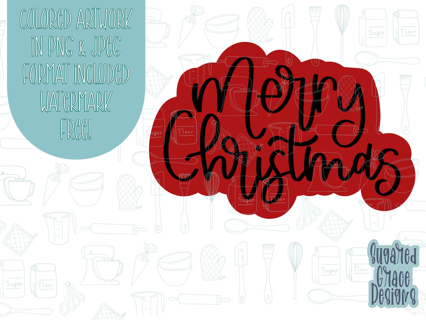 Lettered Merry Christmas Cookie cutter STL file for 3D printing with png printable instant download for EDDIE edible ink printer, cookie stl