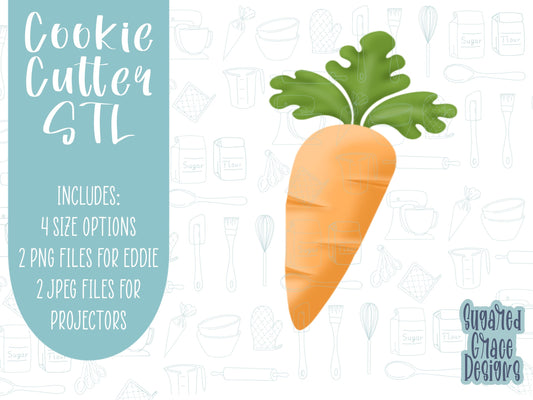 Carrot Cookie cutter stl files for 3d printing with matching printable png images for Eddie edible printers