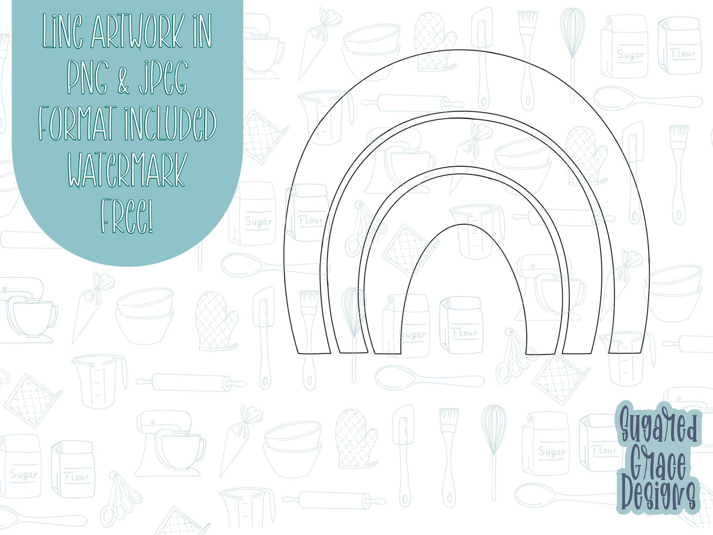 boho rainbow arch Cookie cutter stl files for 3d printing with matching printable png images for Eddie edible printers