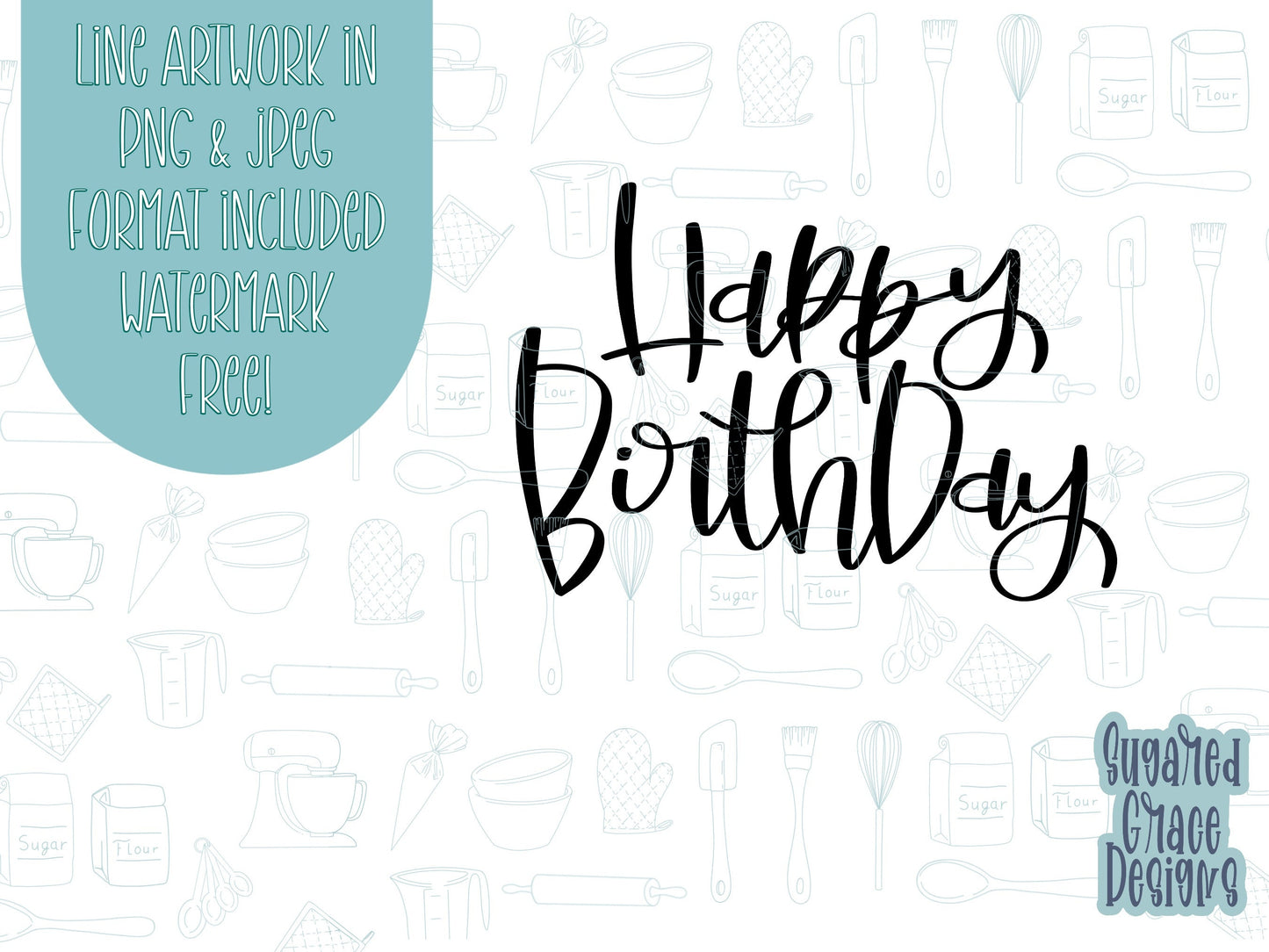 Lettered happy birthday Cookie cutter STL file for 3D printing with png printable instant download for EDDIE edible ink printer, birthday