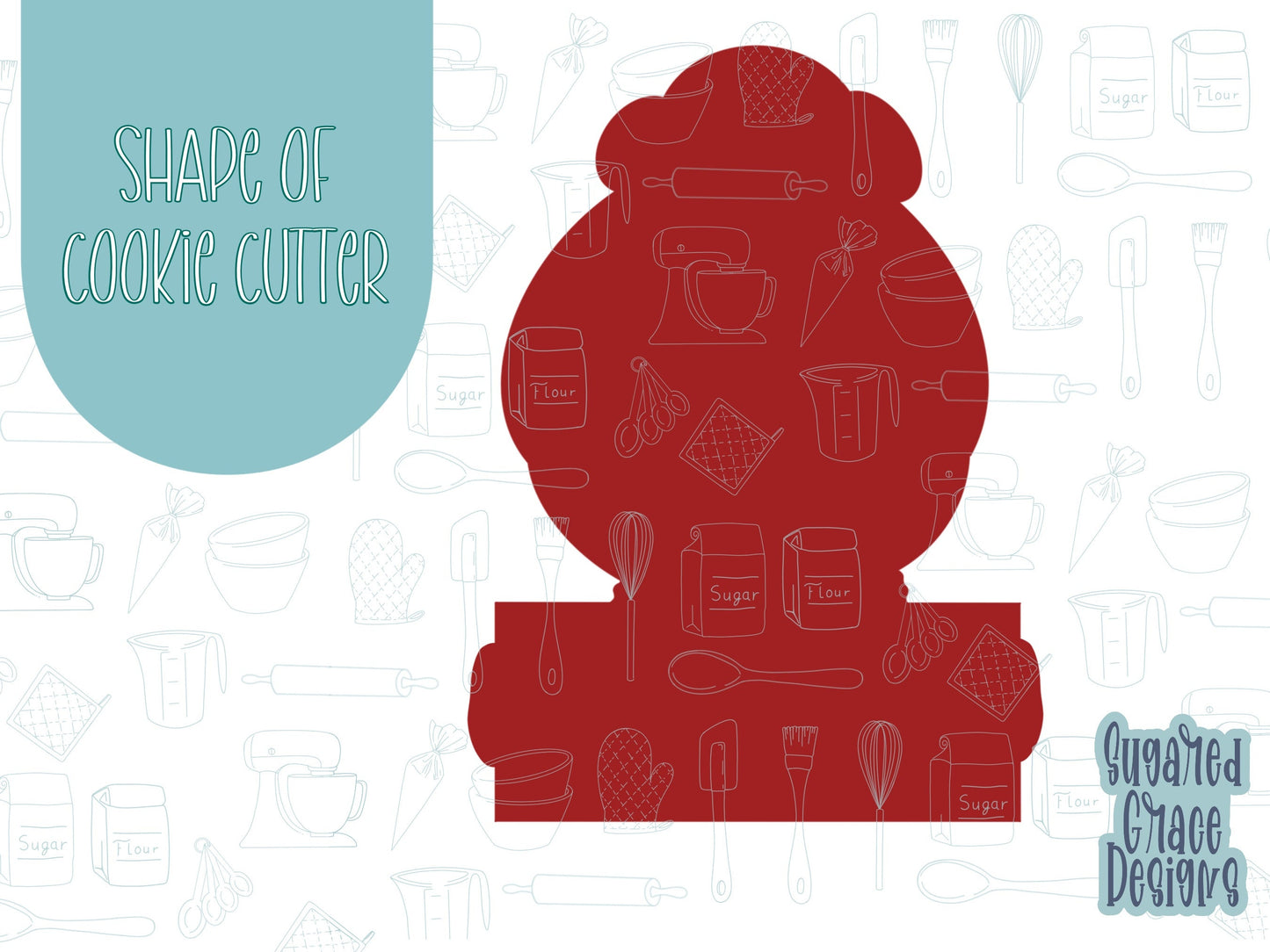 Mrs clause place setting Cookie cutter STL file for 3D printing with png printable instant download for EDDIE edible ink printer, for Xmas