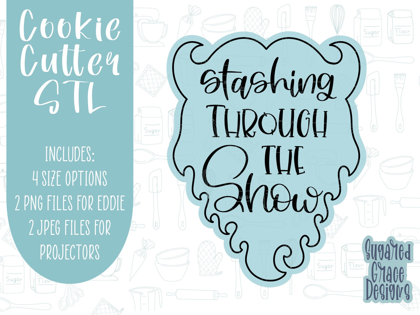 Santa beard mustache pun, Christmas Cookie cutter STL file for 3D printing with png printable instant download for EDDIE edible ink printer