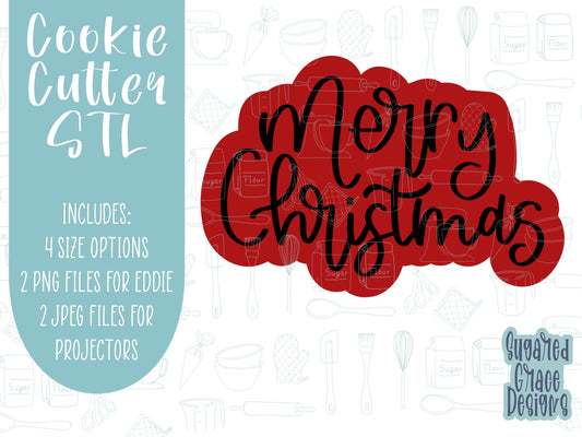 Lettered Merry Christmas Cookie cutter STL file for 3D printing with png printable instant download for EDDIE edible ink printer, cookie stl