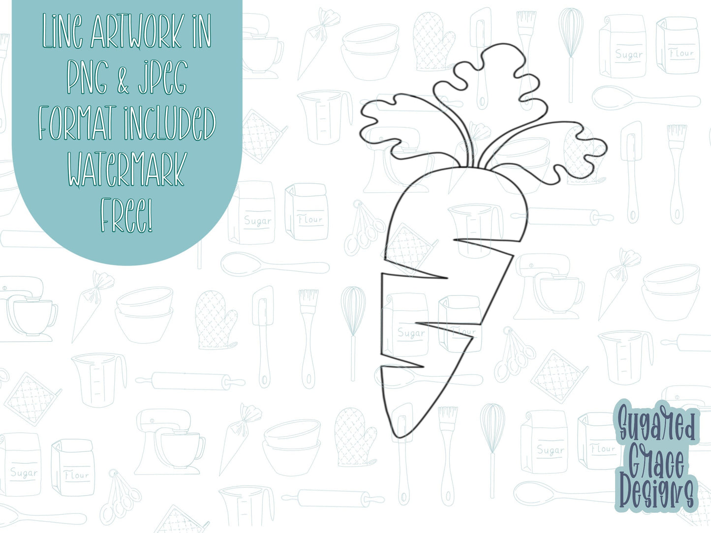 Carrot Cookie cutter stl files for 3d printing with matching printable png images for Eddie edible printers