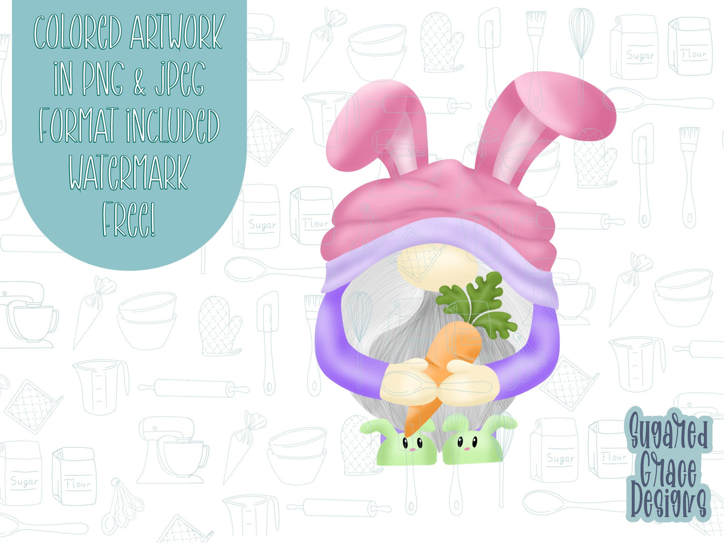 Easter gnome Cookie cutter stl files for 3d printing with matching printable png images for Eddie edible printers