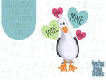 Valentine’s Day pelican Cookie cutter stl files for 3d printing with matching printable png images for Eddie edible printers