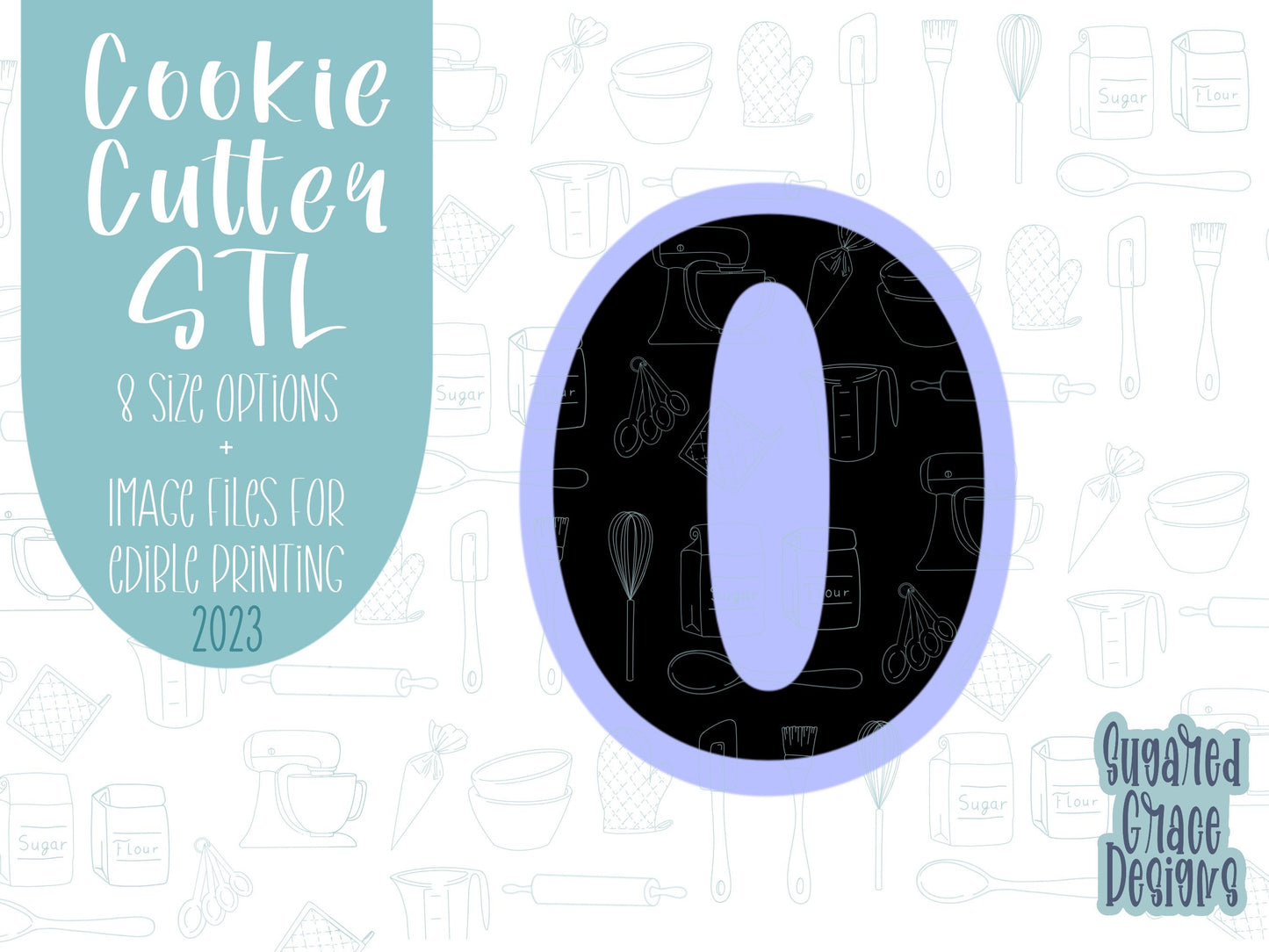 Number zero Cookie cutter stl, png image file, 3D printing, instant download, Eddie edible ink printer, simple number cookie cutter stl