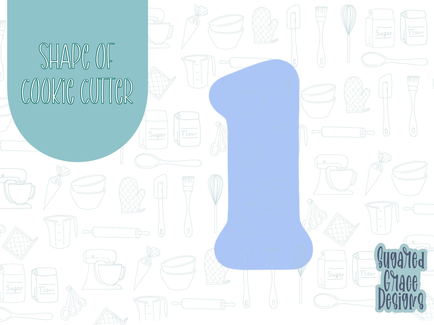 Number one Cookie cutter stl, png image file, 3D printing, instant download, Eddie edible ink printer, simple number cookie cutter stl