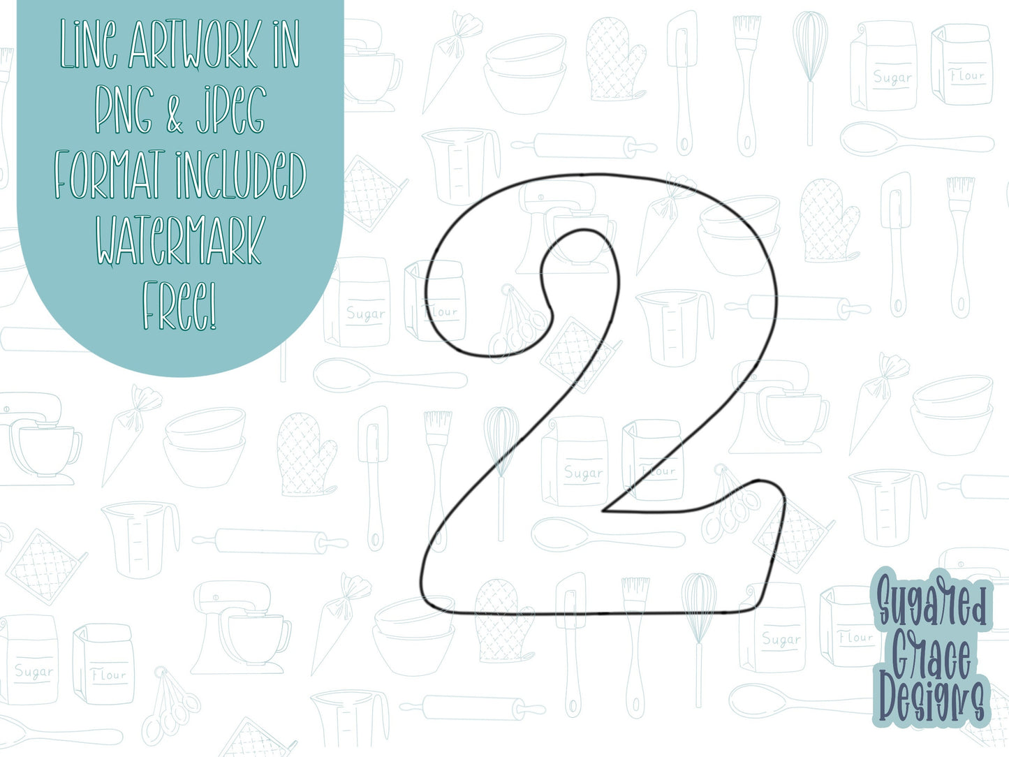 Number two Cookie cutter stl, png image file, 3D printing, instant download, Eddie edible ink printer, simple number cookie cutter stl