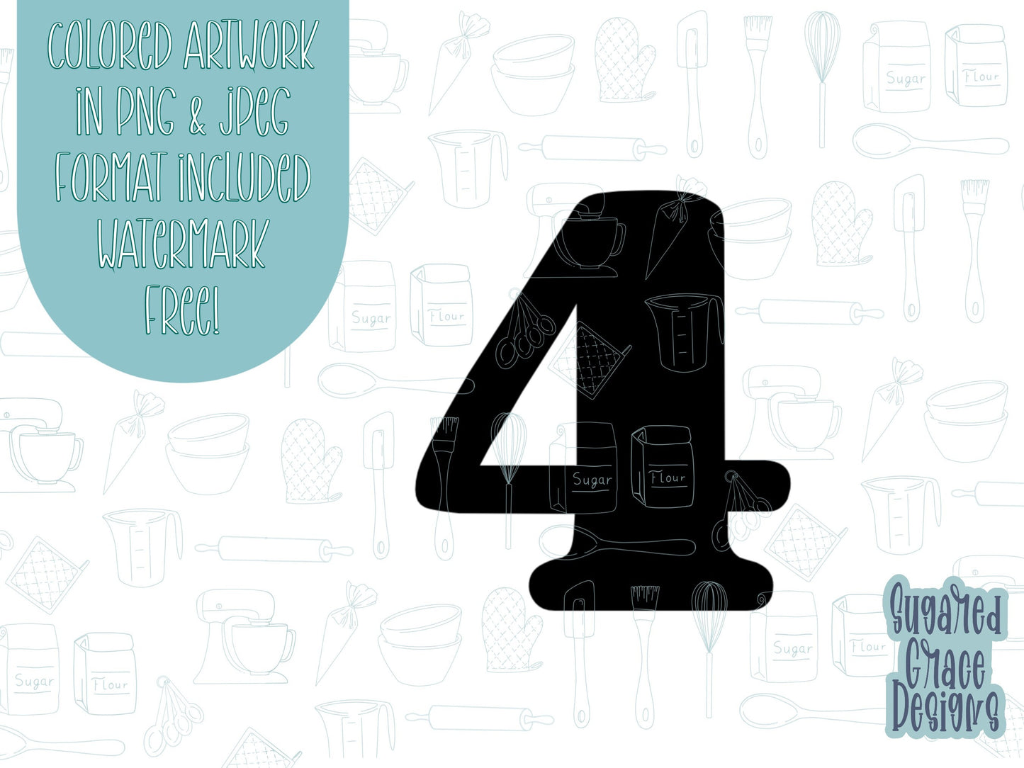 Number four Cookie cutter stl, png image file, 3D printing, instant download, Eddie edible ink printer, simple number cookie cutter stl