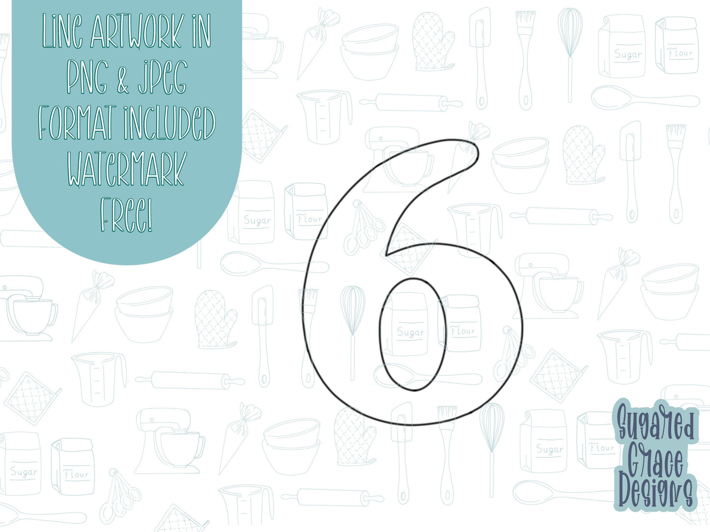 Number six Cookie cutter stl, png image file, 3D printing, instant download, Eddie edible ink printer, simple number cookie cutter stl