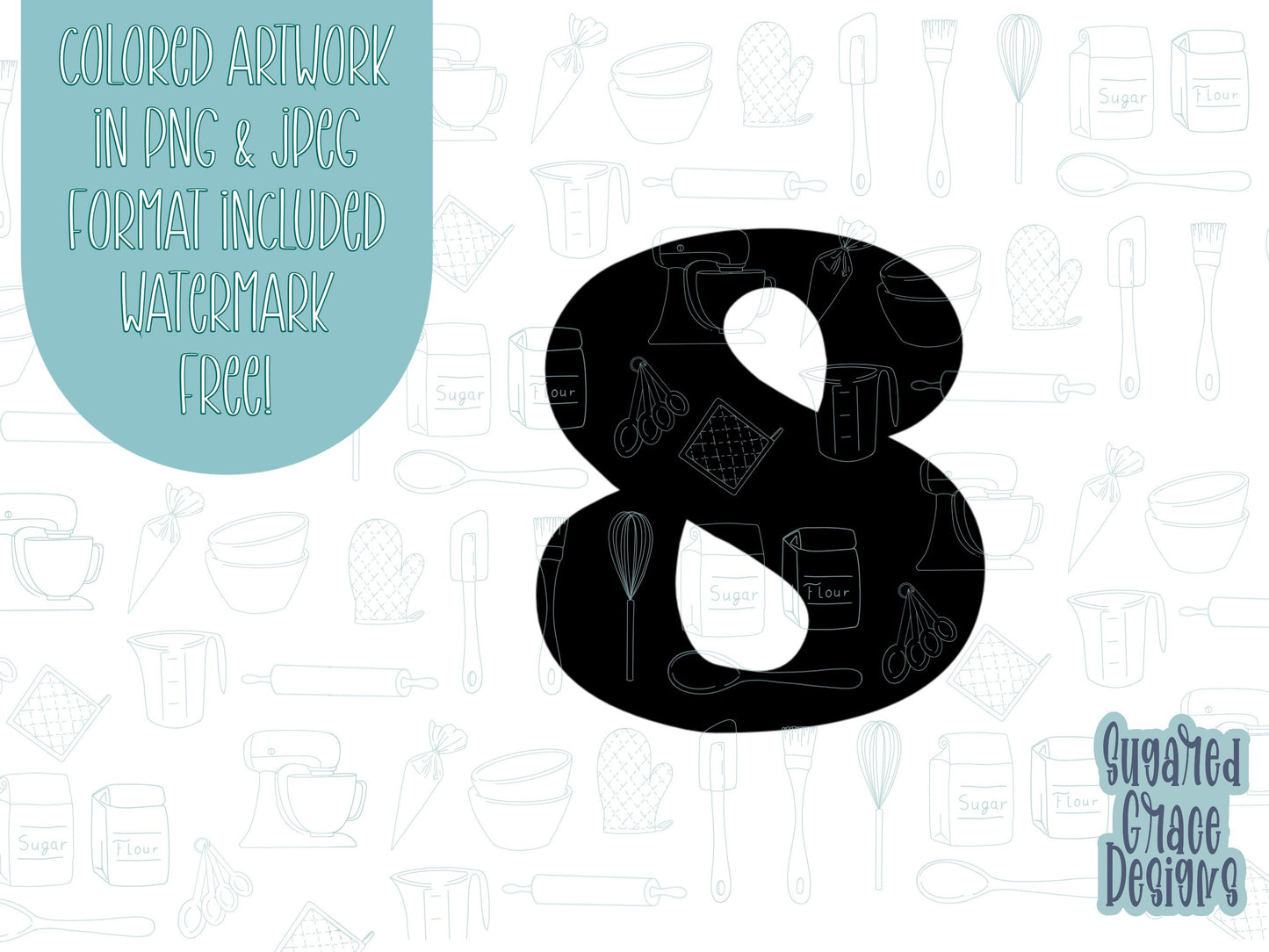 Number eight Cookie cutter stl, png image file, 3D printing, instant download, Eddie edible ink printer, simple number cookie cutter stl