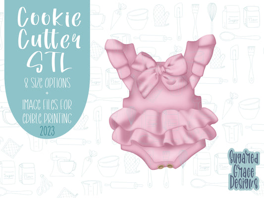 Ruffled baby dress Cookie cutter stl, png image file, 3D printing, instant download, Eddie edible ink printer, baby shower cookie cutter