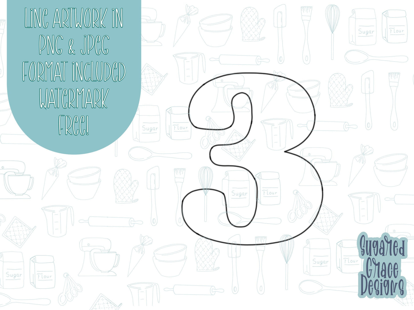 Number three Cookie cutter stl, png image file, 3D printing, instant download, Eddie edible ink printer, simple number cookie cutter stl