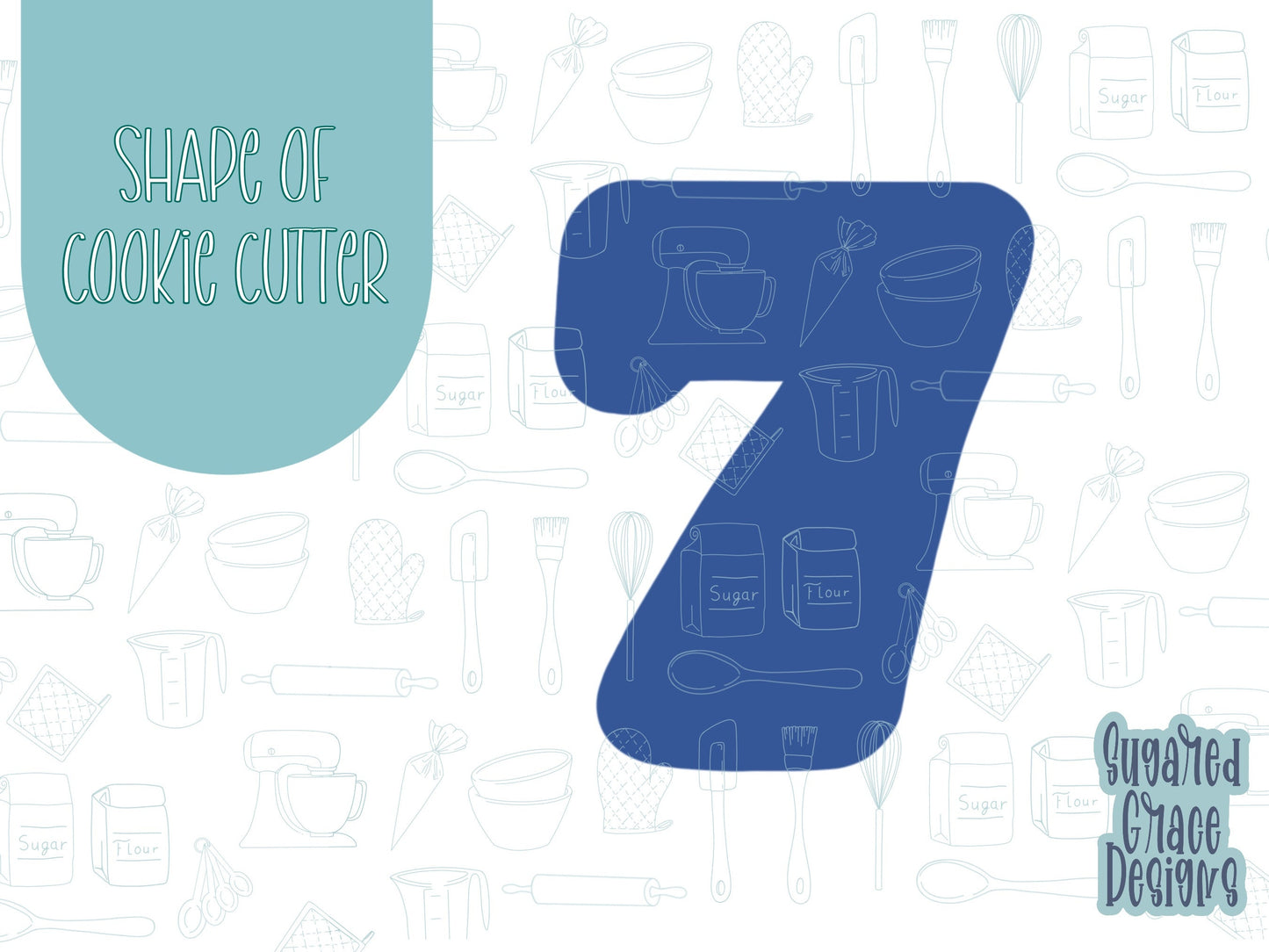 Number seven Cookie cutter stl, png image file, 3D printing, instant download, Eddie edible ink printer, simple number cookie cutter stl