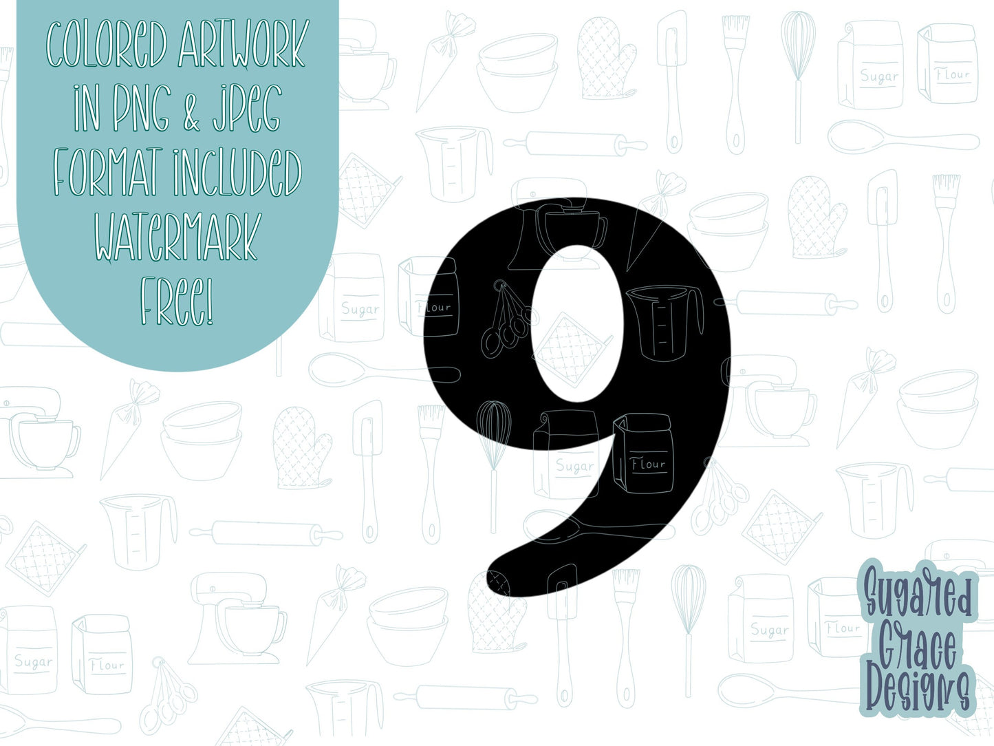 Number nine Cookie cutter stl, png image file, 3D printing, instant download, Eddie edible ink printer, simple number cookie cutter stl