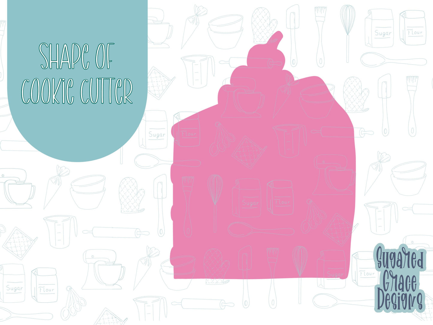 Tall Comic style cake slice Cookie cutter stl, png image file, 3D printing, instant download, Eddie edible ink printer, comic cookie