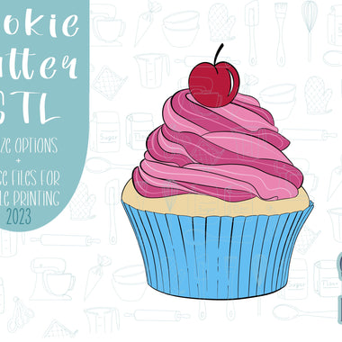 Comic style cupcake Cookie cutter stl, png image file, 3D printing, instant download, Eddie edible ink printer, comic cookie, comic cake,