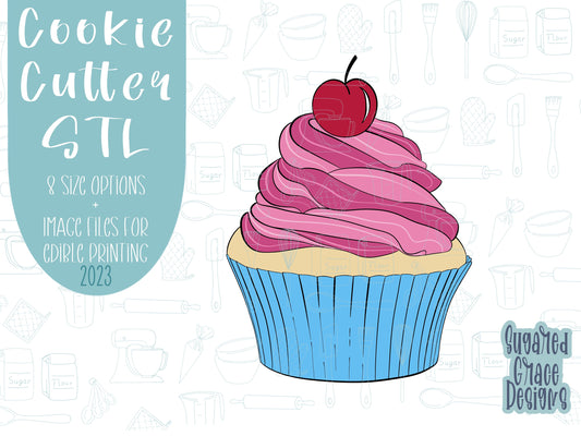 Comic style cupcake Cookie cutter stl, png image file, 3D printing, instant download, Eddie edible ink printer, comic cookie, comic cake,