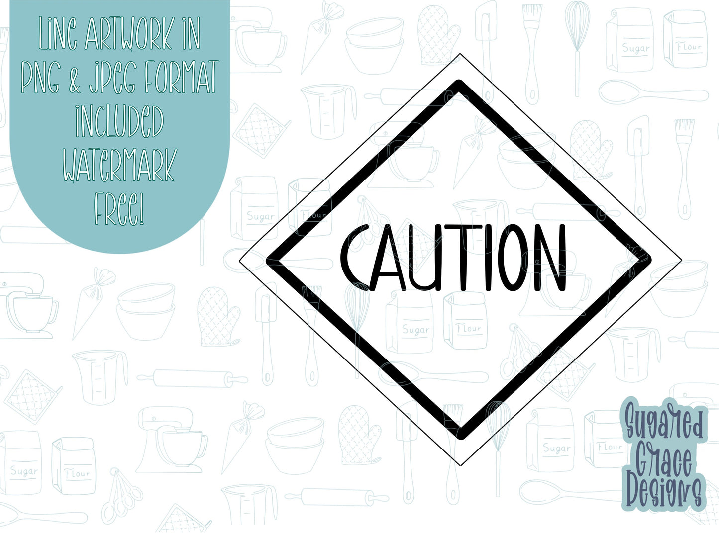 caution sign cookie cutter stl file for 3D printing with png printable instant download for Eddie the edible printer, construction cookie