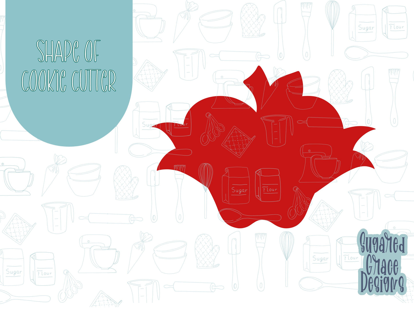 Apple with banner Cookie cutter stl with png image for eddie edible ink printer, royal icing image, teacher appreciation, back to school png