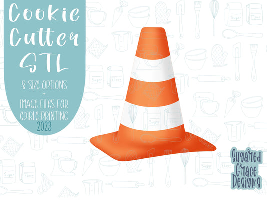 Caution cone Cookie cutter stl, png image file, 3D printing, instant download, Eddie edible ink printer, Father’s Day, construction party