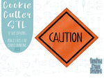 caution sign cookie cutter stl file for 3D printing with png printable instant download for Eddie the edible printer, construction cookie