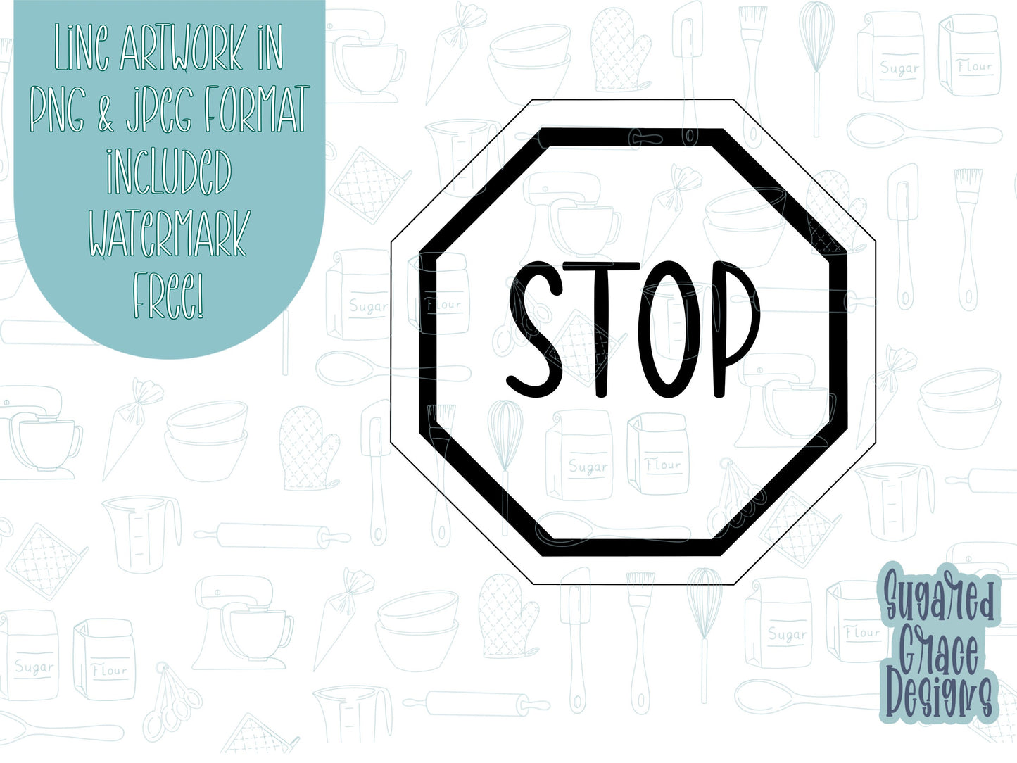 Stop sign cookie cutter stl file for 3D printing with png printable instant download for Eddie the edible printer, road construction cookie