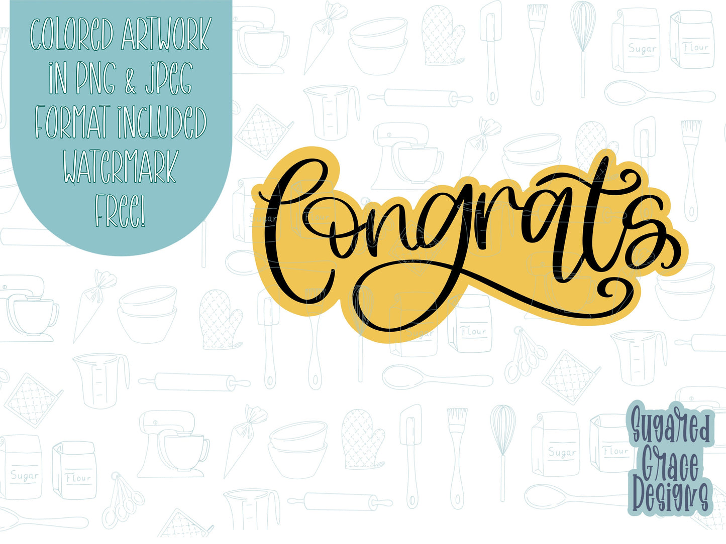 Congrats cookie cutter stl file for 3D printing, congrats png image for EDDIE edible printer, celebration stl and png, congratulations png