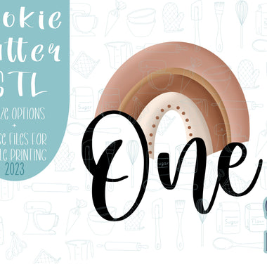 Boho rainbow number one Cookie cutter stl, png image file, 3D printing, instant download, boho rainbow png for Eddie edible ink printer