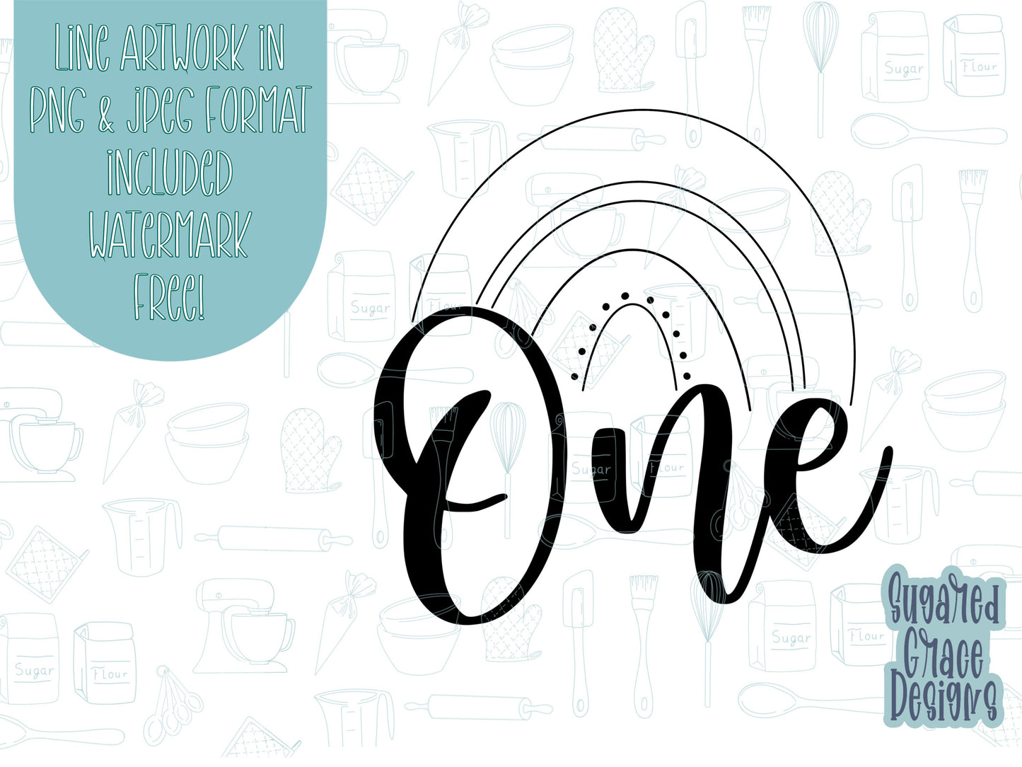 Boho rainbow number one Cookie cutter stl, png image file, 3D printing, instant download, boho rainbow png for Eddie edible ink printer