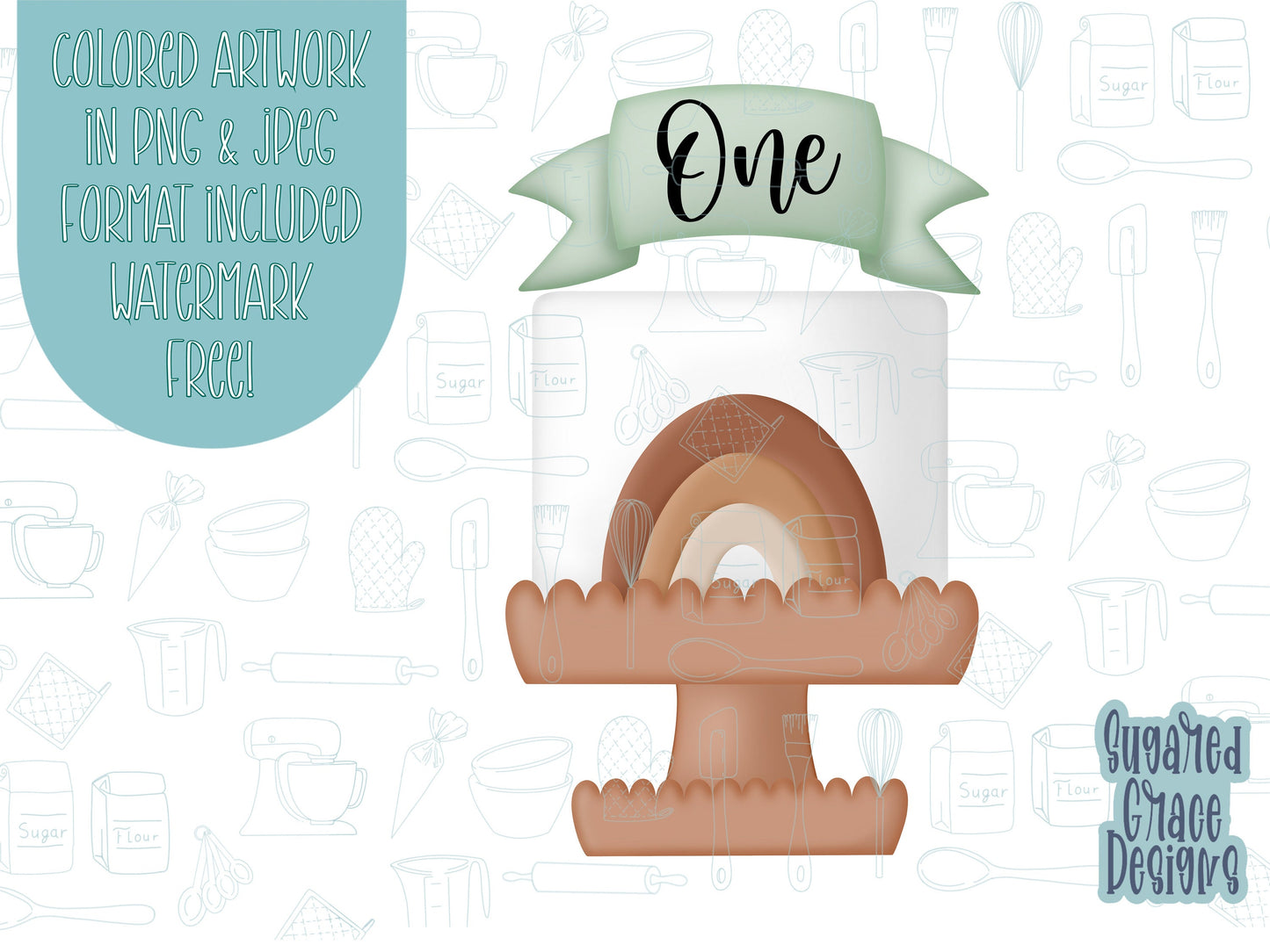 Boho cake with banner, cake Cookie cutter stl, png image file, 3D printing, instant download, rainbow cake png for Eddie edible ink printer