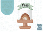 Boho cake with banner, cake Cookie cutter stl, png image file, 3D printing, instant download, rainbow cake png for Eddie edible ink printer