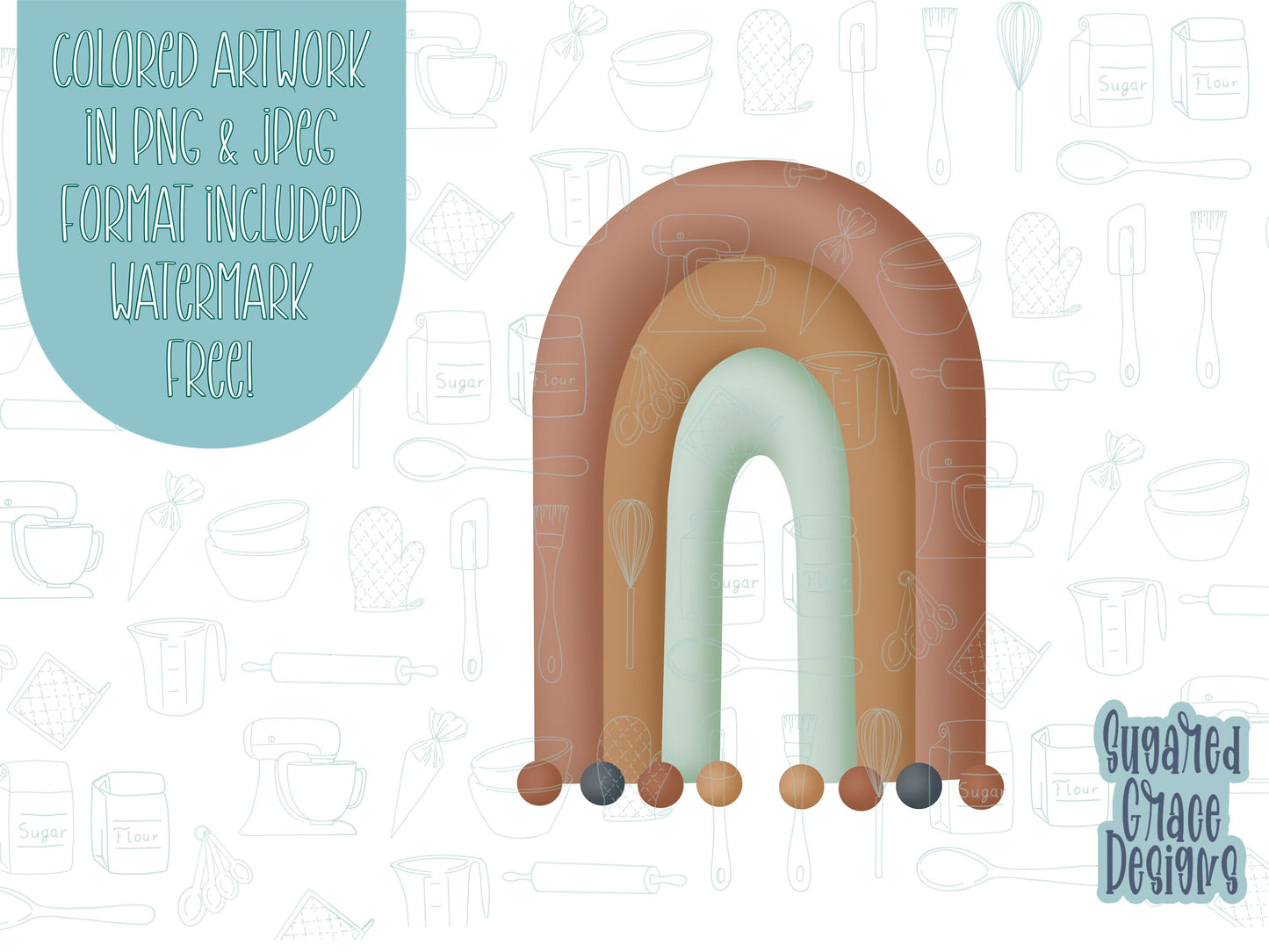 Boho rainbow Cookie cutter stl, png image file, 3D printing, instant download, birthday png for Eddie edible ink printer, boho birthday stl