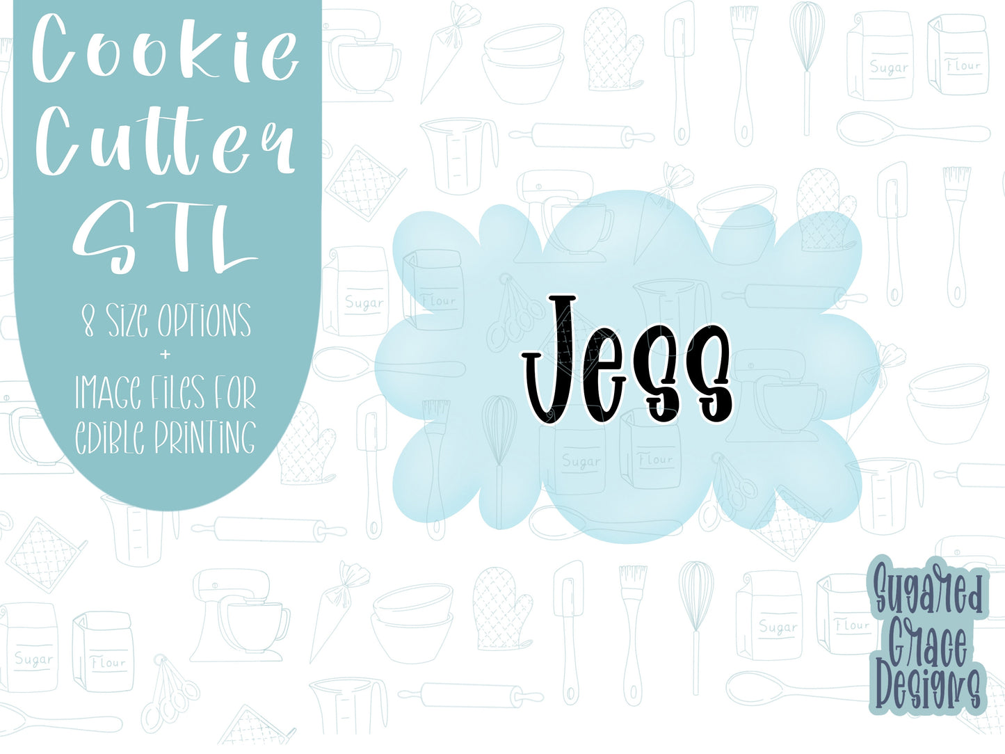 Jess plaque Cookie cutter stl, png image file, 3D printing, instant download, Eddie edible ink printer