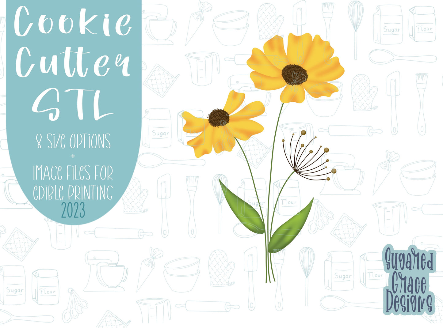 Mother’s Day flowers cookie cutter stl file for 3d printing with png printable instant download for Eddie edible printer images, floral png