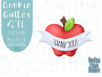 Apple with banner Cookie cutter stl with png image for eddie edible ink printer, royal icing image, teacher appreciation, back to school png