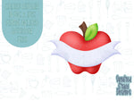 Apple with banner Cookie cutter stl with png image for eddie edible ink printer, royal icing image, teacher appreciation, back to school png