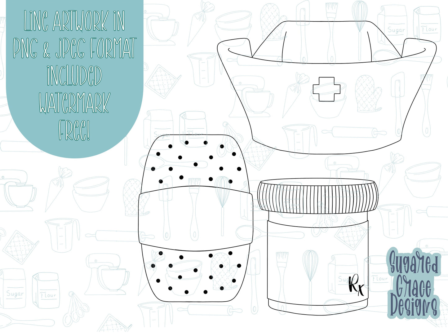 First aid cookie cutter stl file set for 3d printing, hospital png printable instant download for Eddie edible ink printers, medical, nurse