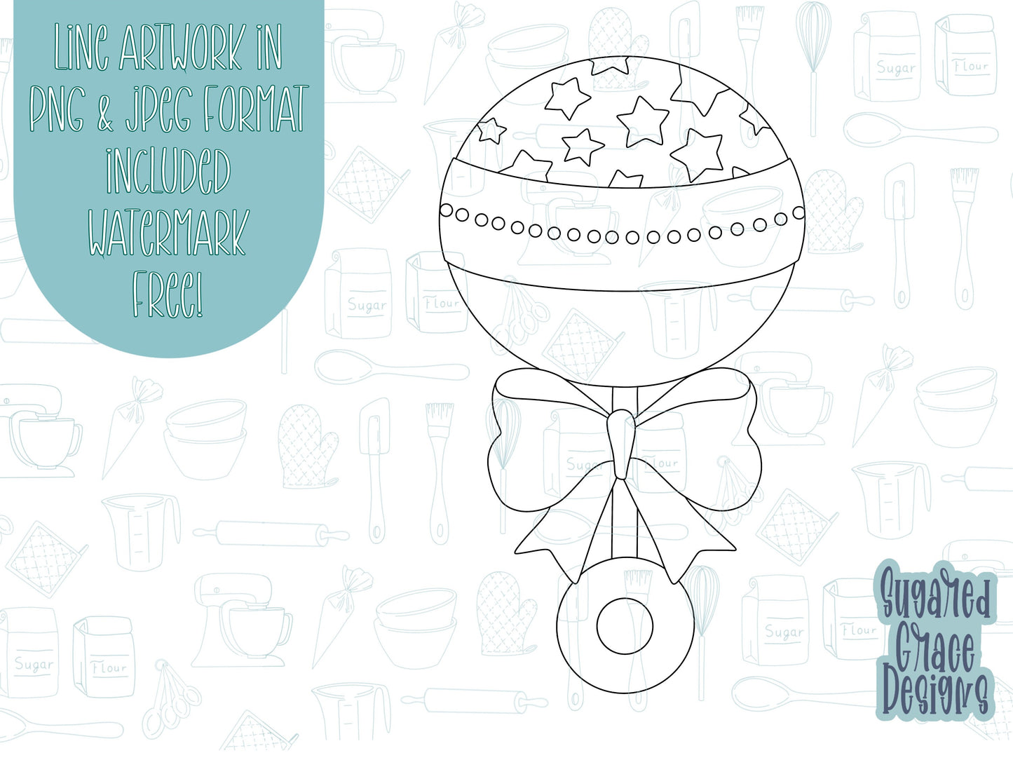 baby rattle Cookie cutter stl files for 3d printing with matching printable png images for Eddie edible printers