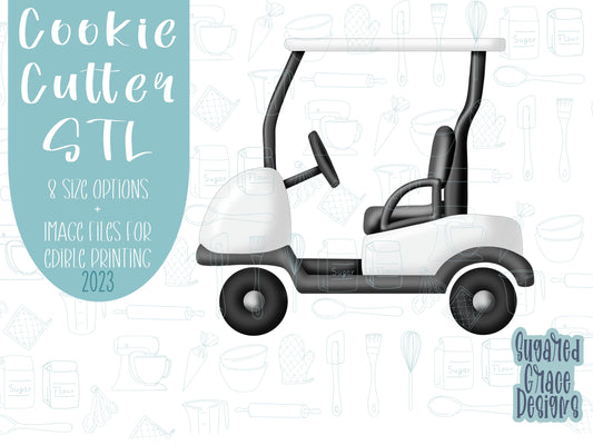 Golf cart cookie cutter stl file for 3d printing, master tournament png printable instant download for Eddie edible ink printer, fathers day