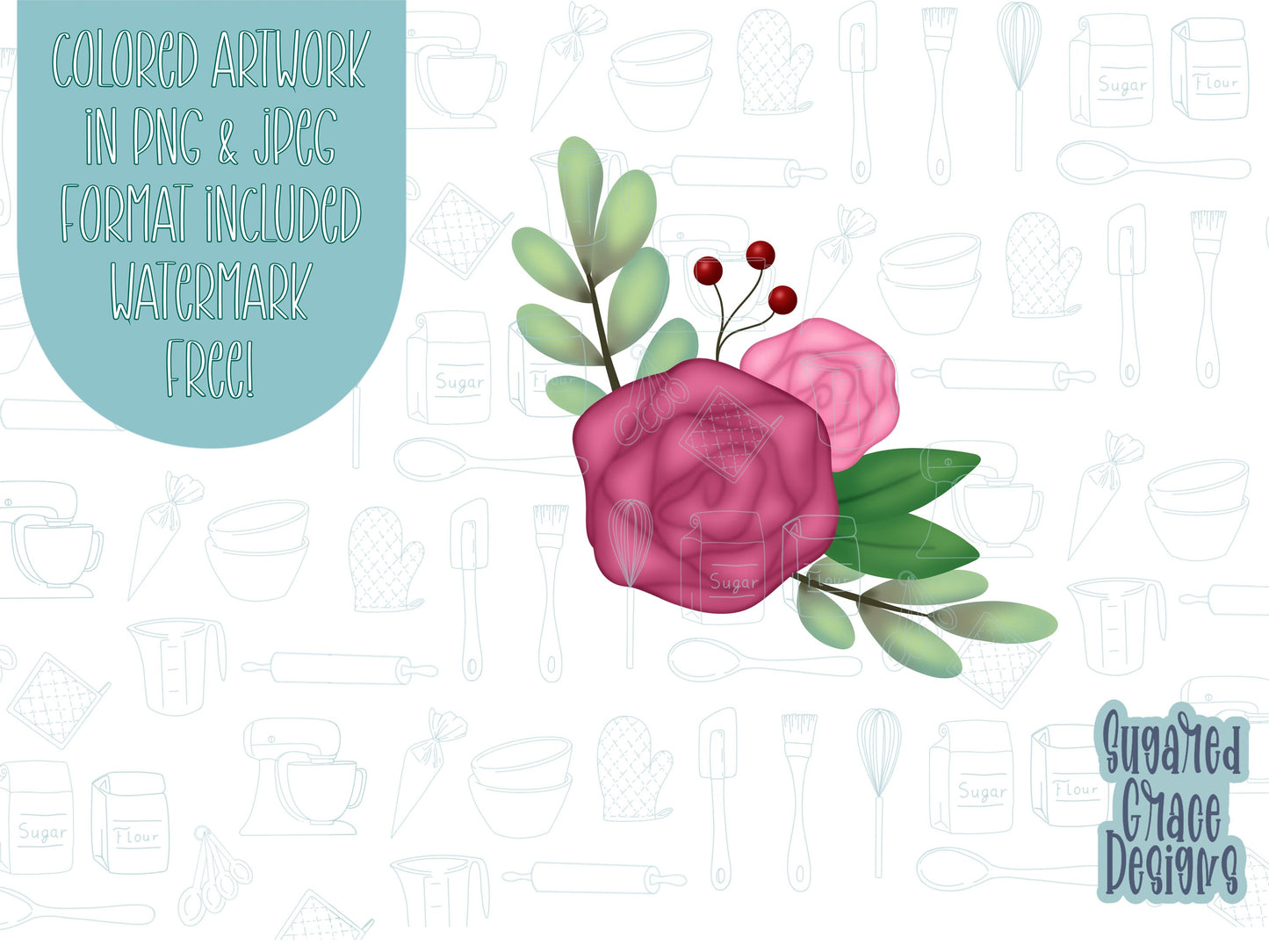 Floral bouquet cookie cutter stl file for 3d printing, Mother’s Day flower png printable instant download for Eddie edible printers, wedding