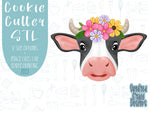 Floral cow cookie cutter stl file for 3d printing with png instant download printable for Eddie edible ink printer image file, mother heifer