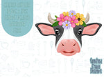 Floral cow cookie cutter stl file for 3d printing with png instant download printable for Eddie edible ink printer image file, mother heifer