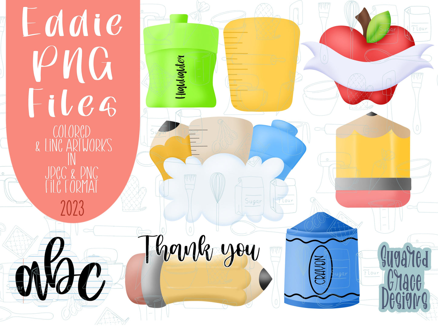 Teacher appreciation png graphic bundle set for Eddie edible printer, back to school royal icing image png file education plaque and banner